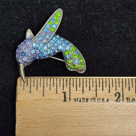 Hummingbird Brooch With Multicolor Rhinestones By Monet - Picture 3 of 5